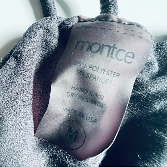 Montce Cage Bralette Bikini Top Black Faux Suede size medium - Picture 8 of 11